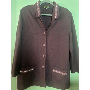 RG Women's Sweater Cardigan Large Deep Purple Made in France Button-Up